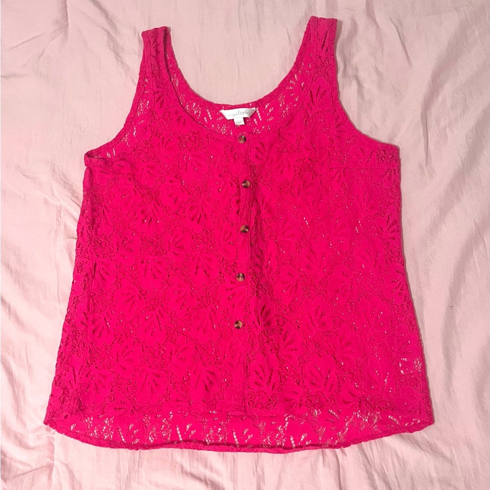 Charming Charlie Fuchsia Lace Tank Top